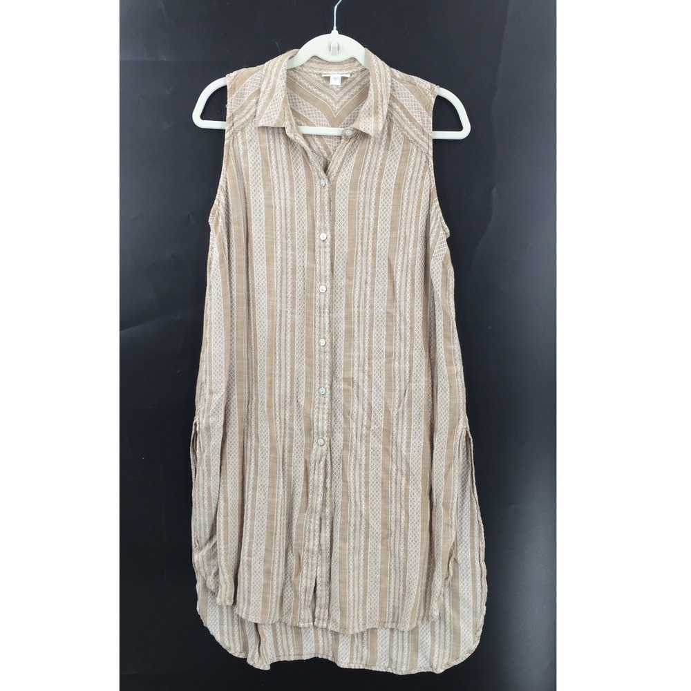 J. Jill Button Up Vest sleeveless tunic southwest stripe minimalist coastal M